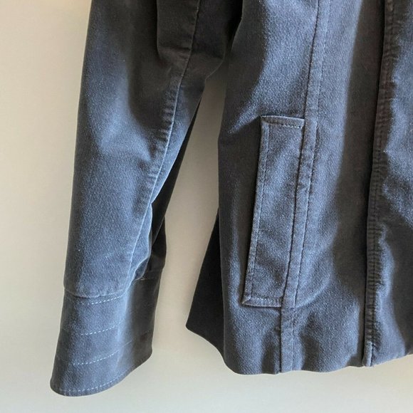 H&M Grey Velvet Pea Coat with Metal Buttons Size 14 - Picture 6 of 10